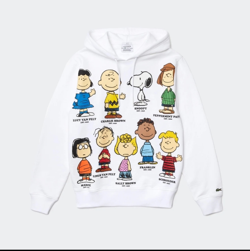 Lacoste X Peanuts White Hoodie, Size Small